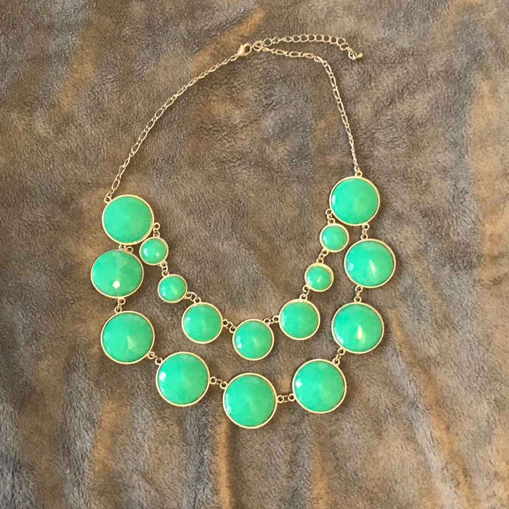 Teal and silver statement necklace
